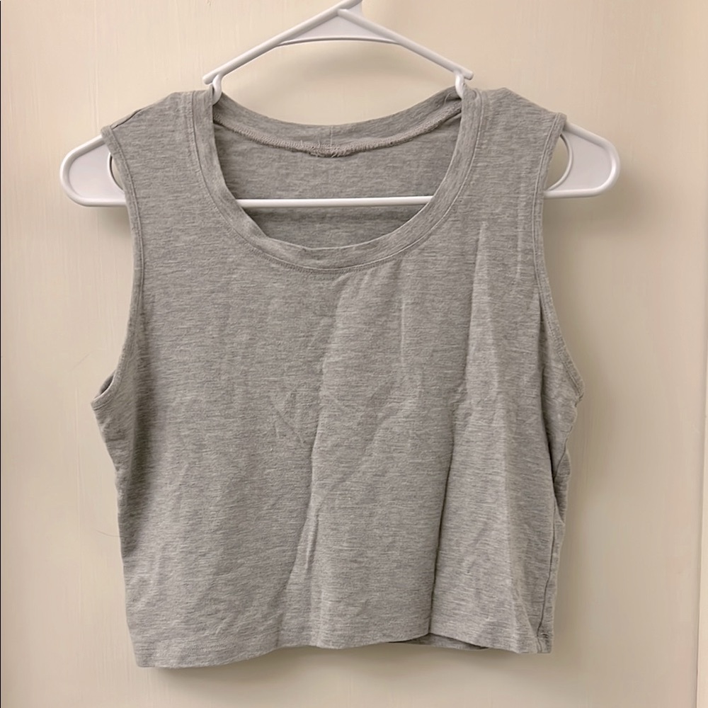 Women's Heathered Gray Muscle Crop Top